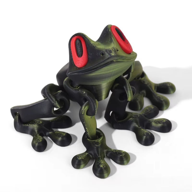3D Printed Frog Ornament Joint Movable Non-Magnetic Model Cute Simulation Animal Figurine Desktop Frogs Handicraft Decoration