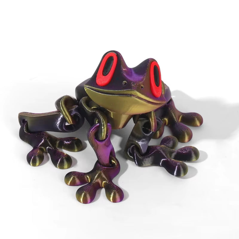 3D Printed Frog Ornament Joint Movable Non-Magnetic Model Cute Simulation Animal Figurine Desktop Frogs Handicraft Decoration