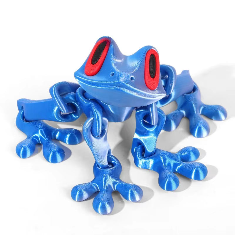 3D Printed Frog Ornament Joint Movable Non-Magnetic Model Cute Simulation Animal Figurine Desktop Frogs Handicraft Decoration