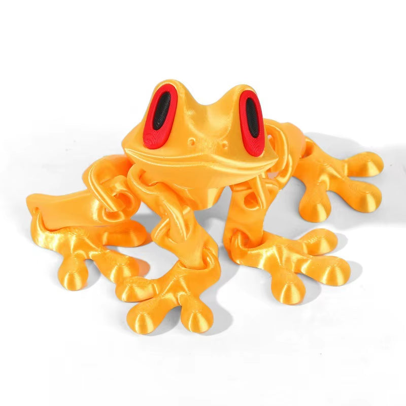 3D Printed Frog Ornament Joint Movable Non-Magnetic Model Cute Simulation Animal Figurine Desktop Frogs Handicraft Decoration