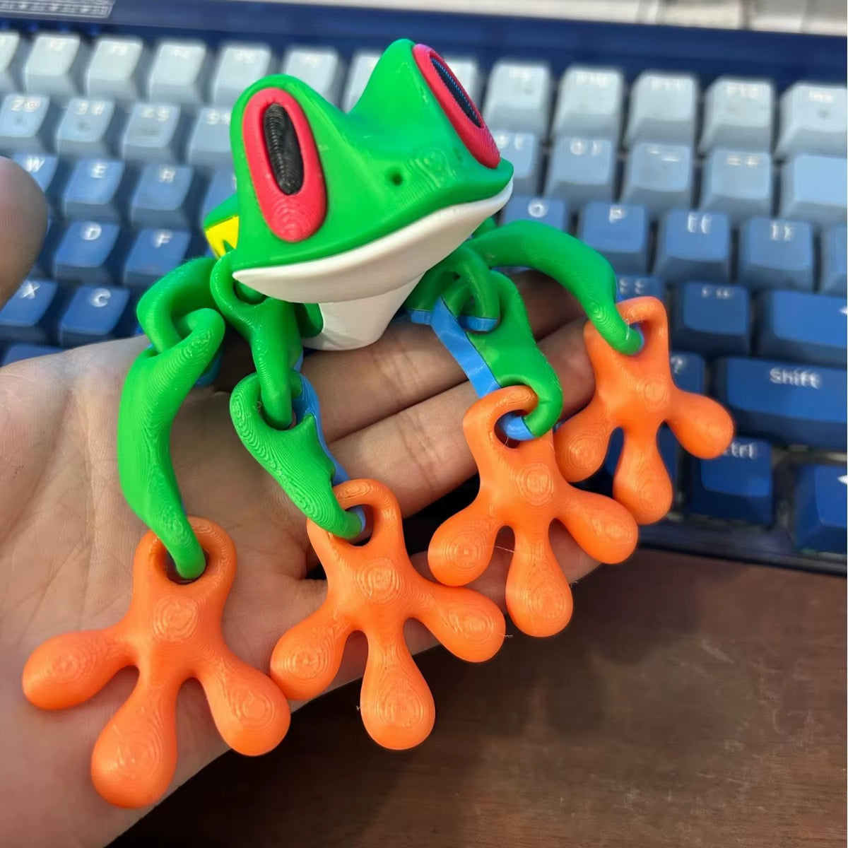3D Printed Frog Ornament Joint Movable Non-Magnetic Model Cute Simulation Animal Figurine Desktop Frogs Handicraft Decoration