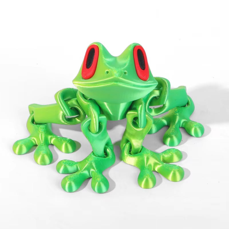 3D Printed Frog Ornament Joint Movable Non-Magnetic Model Cute Simulation Animal Figurine Desktop Frogs Handicraft Decoration