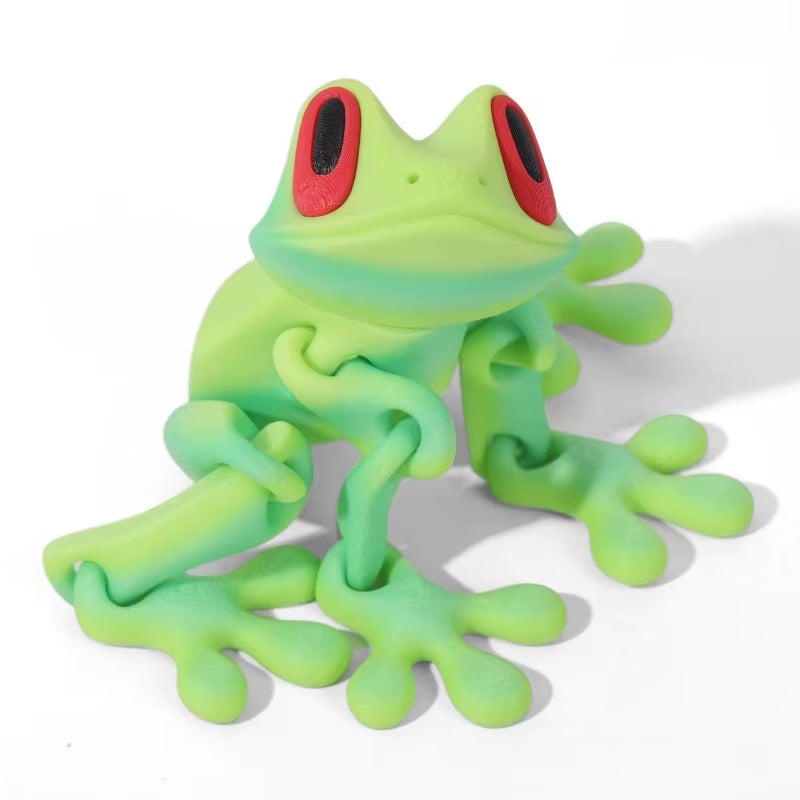 3D Printed Frog Ornament Joint Movable Non-Magnetic Model Cute Simulation Animal Figurine Desktop Frogs Handicraft Decoration