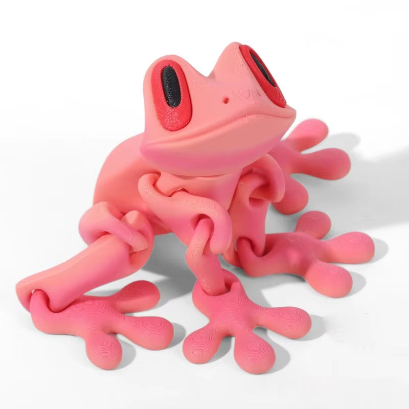 3D Printed Frog Ornament Joint Movable Non-Magnetic Model Cute Simulation Animal Figurine Desktop Frogs Handicraft Decoration