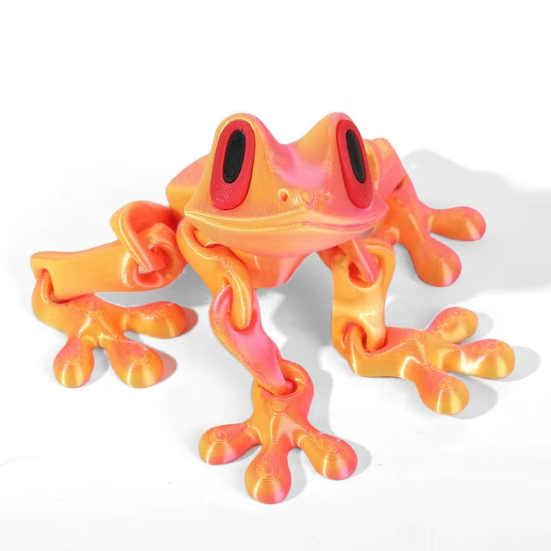 3D Printed Frog Ornament Joint Movable Non-Magnetic Model Cute Simulation Animal Figurine Desktop Frogs Handicraft Decoration